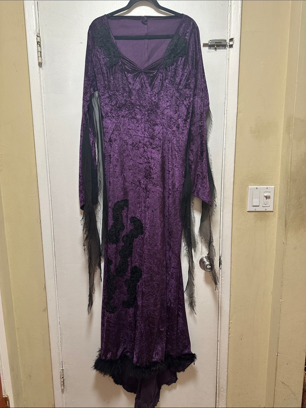 Purple Velvet Gothic Long Sleeve Dress